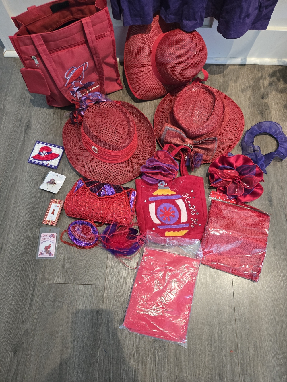 Women's Red Hat and Accessories Collection - Coordinated Festival Set